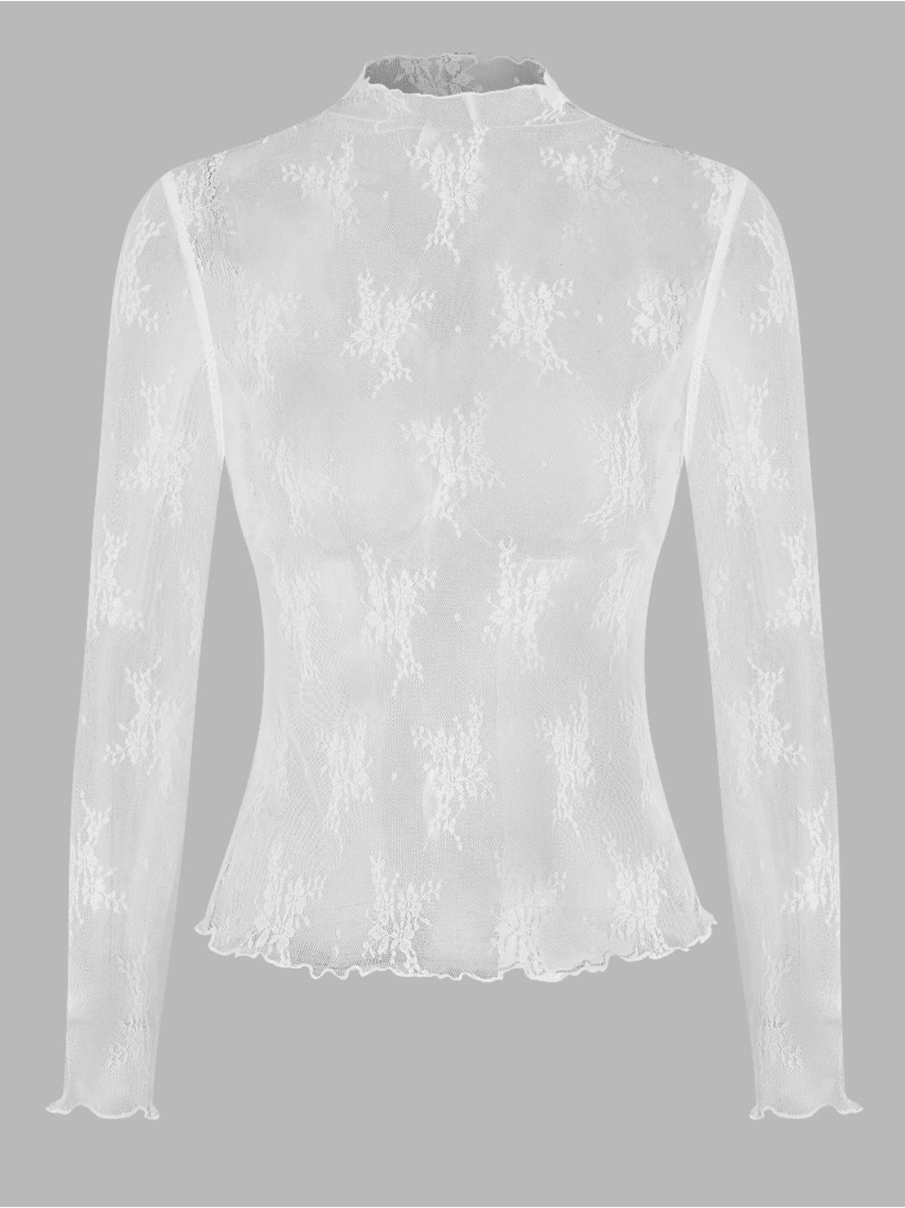 Cider White Floral Lace Sheer Top
